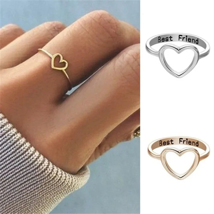 fashion Delicate Double Heart Finger Ring For Women CZ Zirconia Crystal Hollow Out Wedding Party Ring Gifts 2021