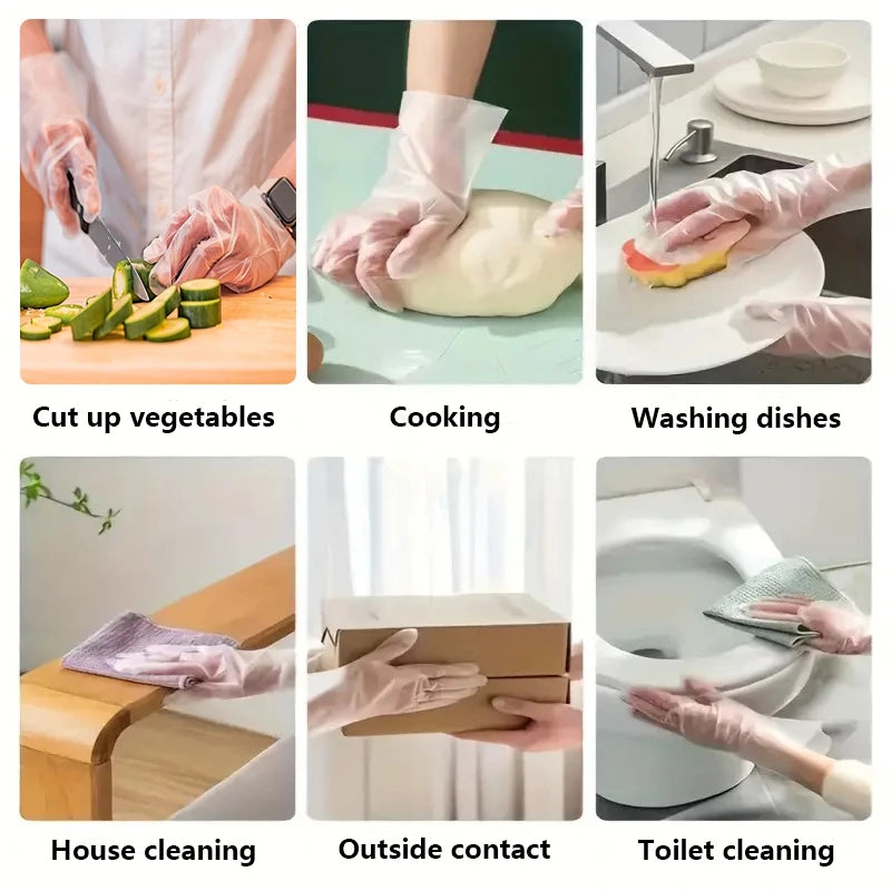 100PCS Disposable TPE Gloves Kitchen Bathroom Restaurant Camping Travel Waterproof Oil-Proof Household Cleaning Tools (Free Shipping)