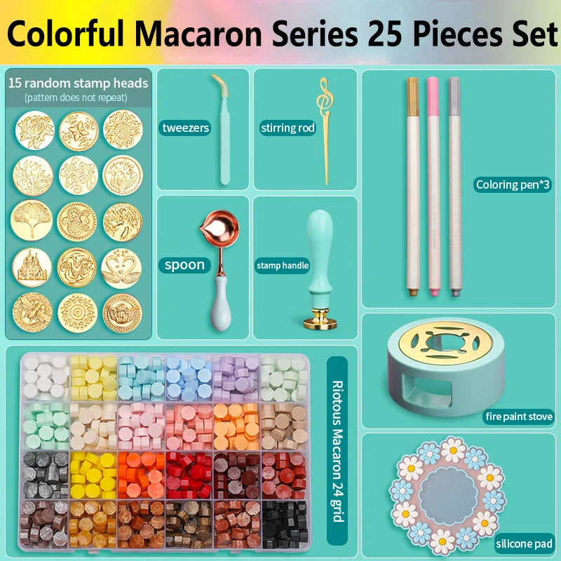Wax Seal Stamp Set Kit Sealing Wax Storage Box Seal Furnace Craft Supplies For Wax Seal Christmas Wedding Invitation Decoration