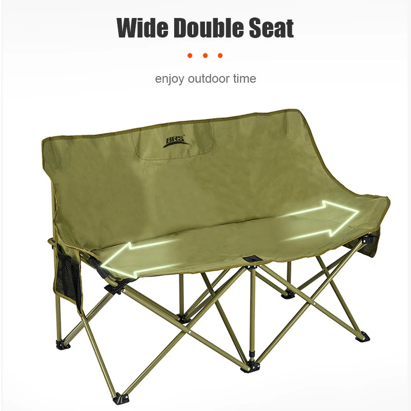WESTTUNE Double Camping Chair Outdoor Fishing Backrest Chair Portable Folding Lawn Chair Beach Tourist Double Seat Leisure Chair