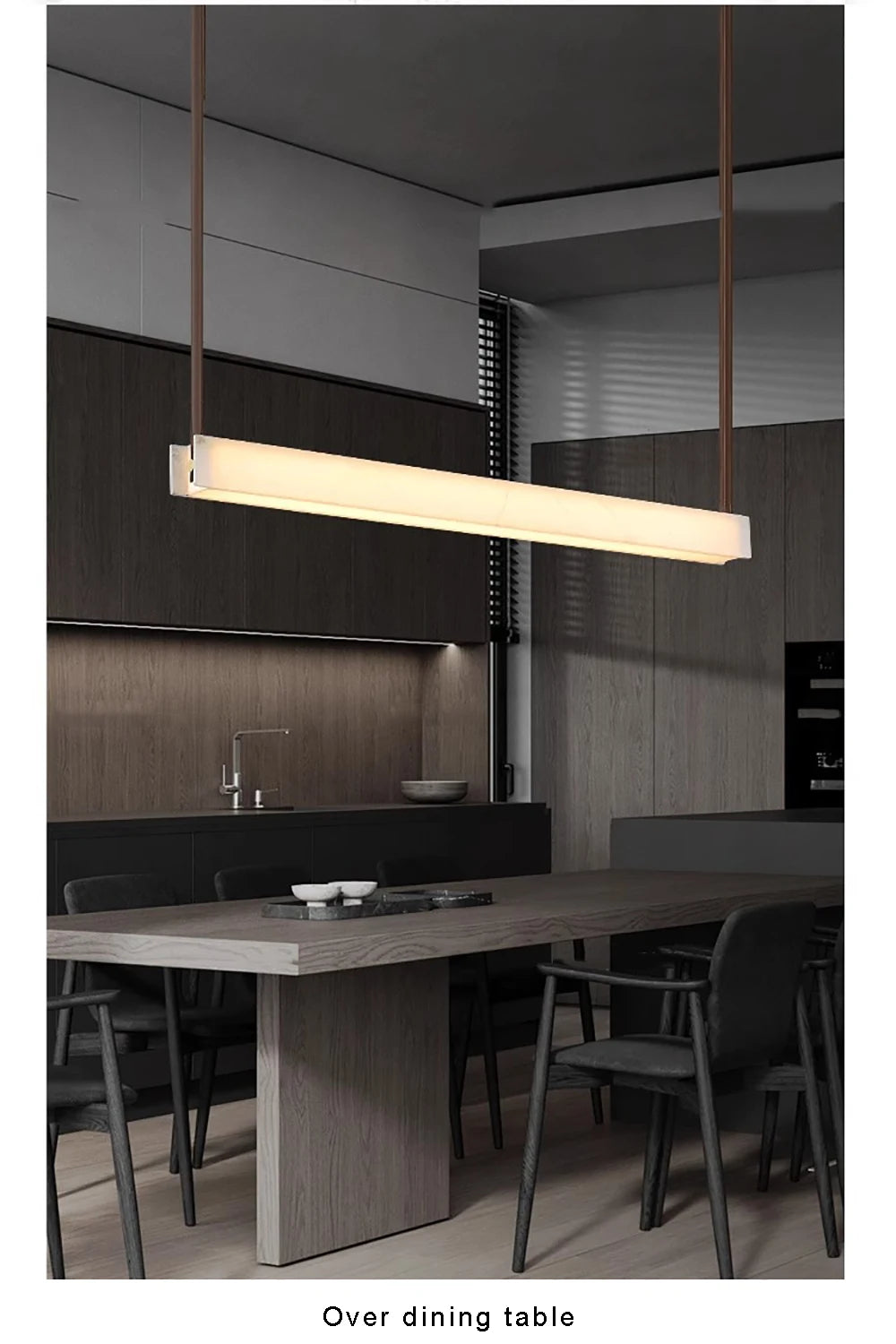 LED Light Luxury Leather Long Spanish Marble Pendant Light for lustre Living Room Recessed Decorative Lighting Ceiling Fixtures.