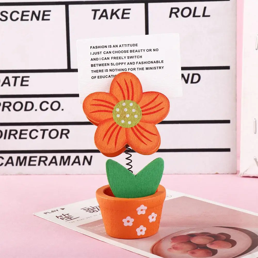 Crafts Photo Stander Office Supplies Desk Ornaments Potted Photo Folder Photo Card Holder Desk Memo Holder Flower Note Holder