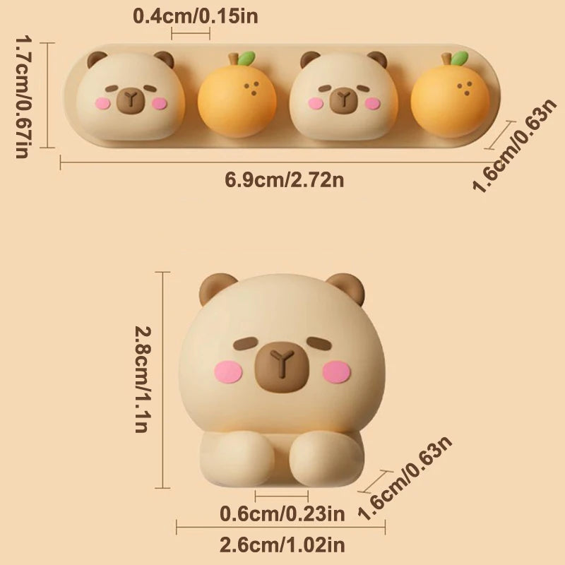 Portable Punch-Free Silicone Cable Organizer - Capybara Cartoon Cable Winder for Data & Charging Cable Storage
