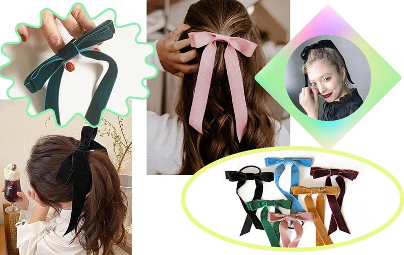1Pcs Cute Bows Hair Ties For Girls Elastic Kids Hair Bands Holders Shine Headwear Girl Hair Accessories Scrunchie Ornaments Gift