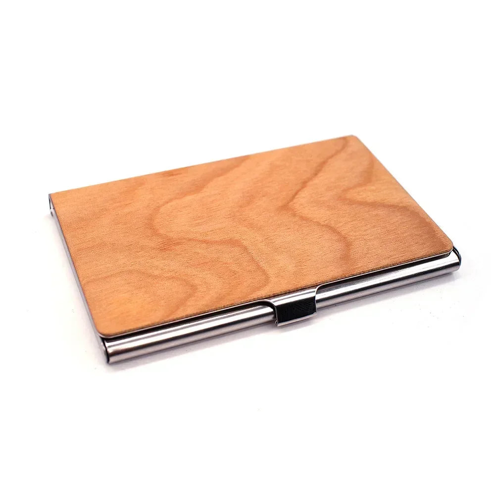 Free Customized Engraving Wood Business Card Holder Pocket Black Walnut Solid Wooden Clip Personalized Cardcase Activities Gifts