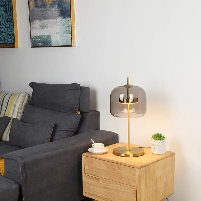 Modern Glass Lampshade Led Table Lamp Simple Bedroom Bedside Desk Lights Nordic Creative Designer Glass Home Decor Table Lamps