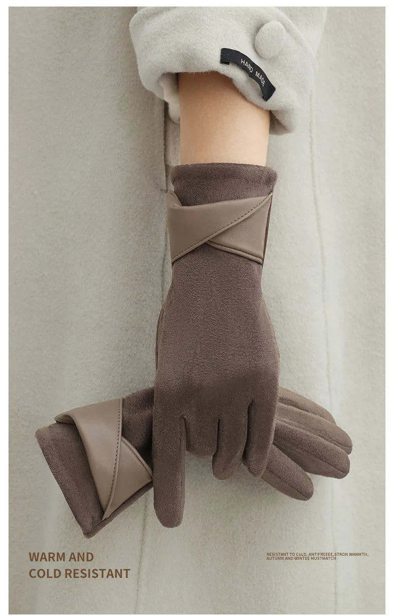 Women Winter Keep Warm Touch Screen Gloves Lady Fashion Elegant Retro Cycling Drive Protection From Cold Thicken