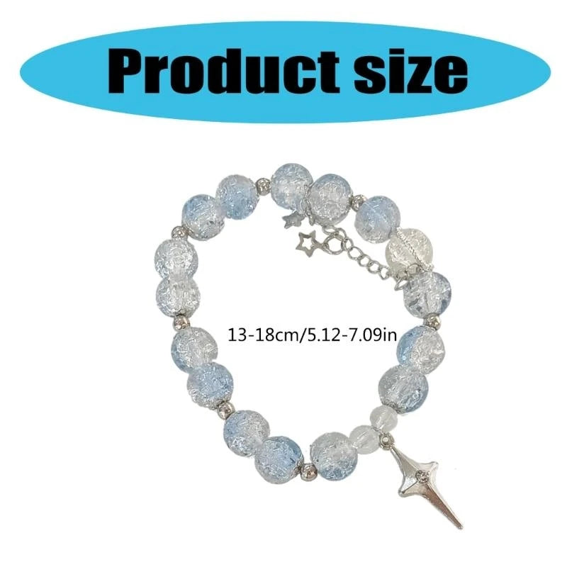 31BB Fashionable Beaded Elastic Rope Bracelet Crystals Bracelet Charm Bracelet Wrist Jewelry Present for Friend and Family