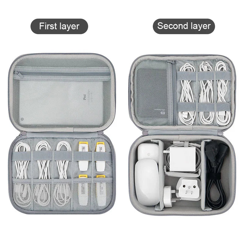 Travel Electronics Accessories Storage Bag Large Capacity Tablet Hard Data Cable Organizer Box Eva Hard Protective Case 