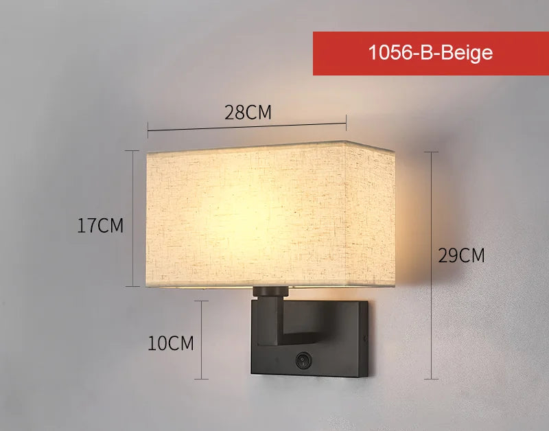 LED Lights Indoor Lighting Fabric Lampshade Wall Lamps for Bedside Bedroom Living Room Hotel Stairs Hotel Home Decoration