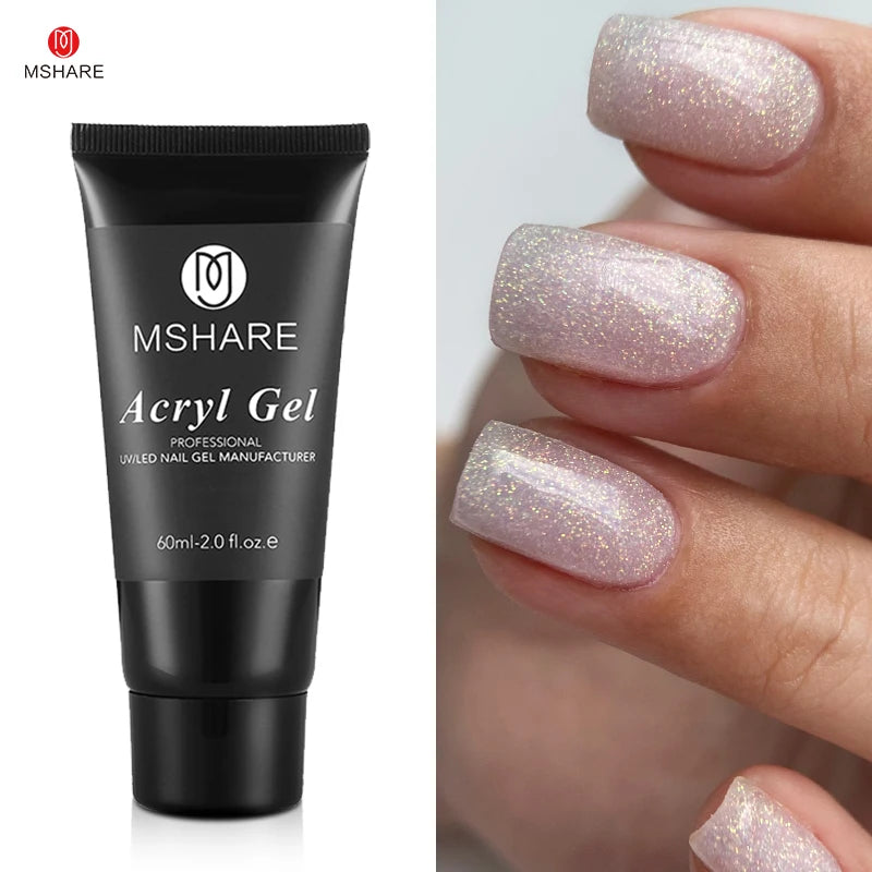 MSHARE Poly Nails Acryl Gel 60ml Builder UV Led Acrylgel Nails Extensions Acrylic Pink White Clear Acrylatic Hema Tpo Free Gel
