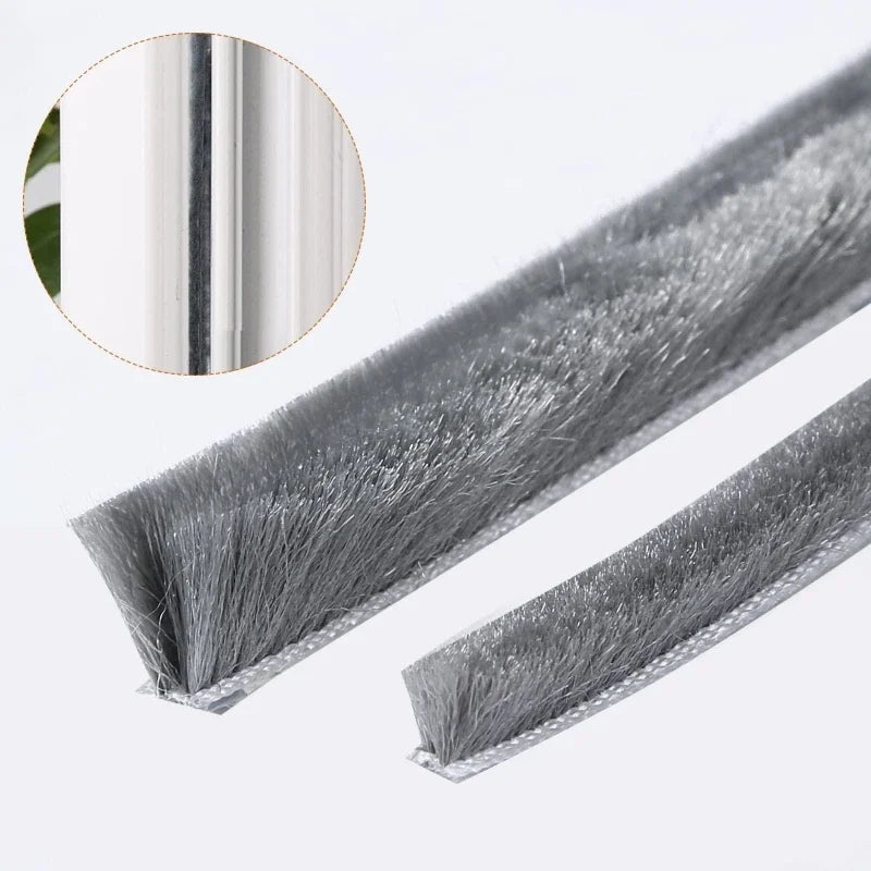 10M Aluminum Sliding Door Window Brush Seal Strip Weatherstrip Draught Excluder Dustproof Card Slot Sealing Tape Door Gasket