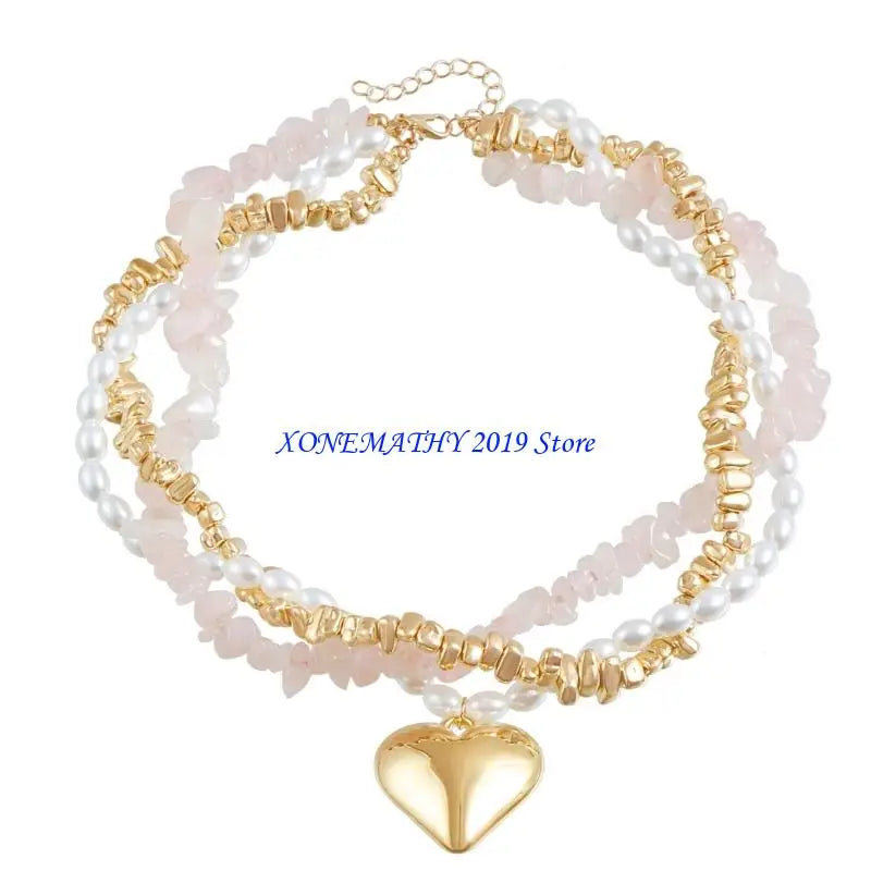 F42F Stylish Beads Necklace Elegant Neck Chain Multilayer Necklace Women Fashion Accessories Suitable for Fashionable Ladies