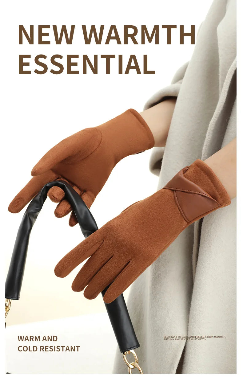 Women Winter Keep Warm Touch Screen Gloves Lady Fashion Elegant Retro Cycling Drive Protection From Cold Thicken