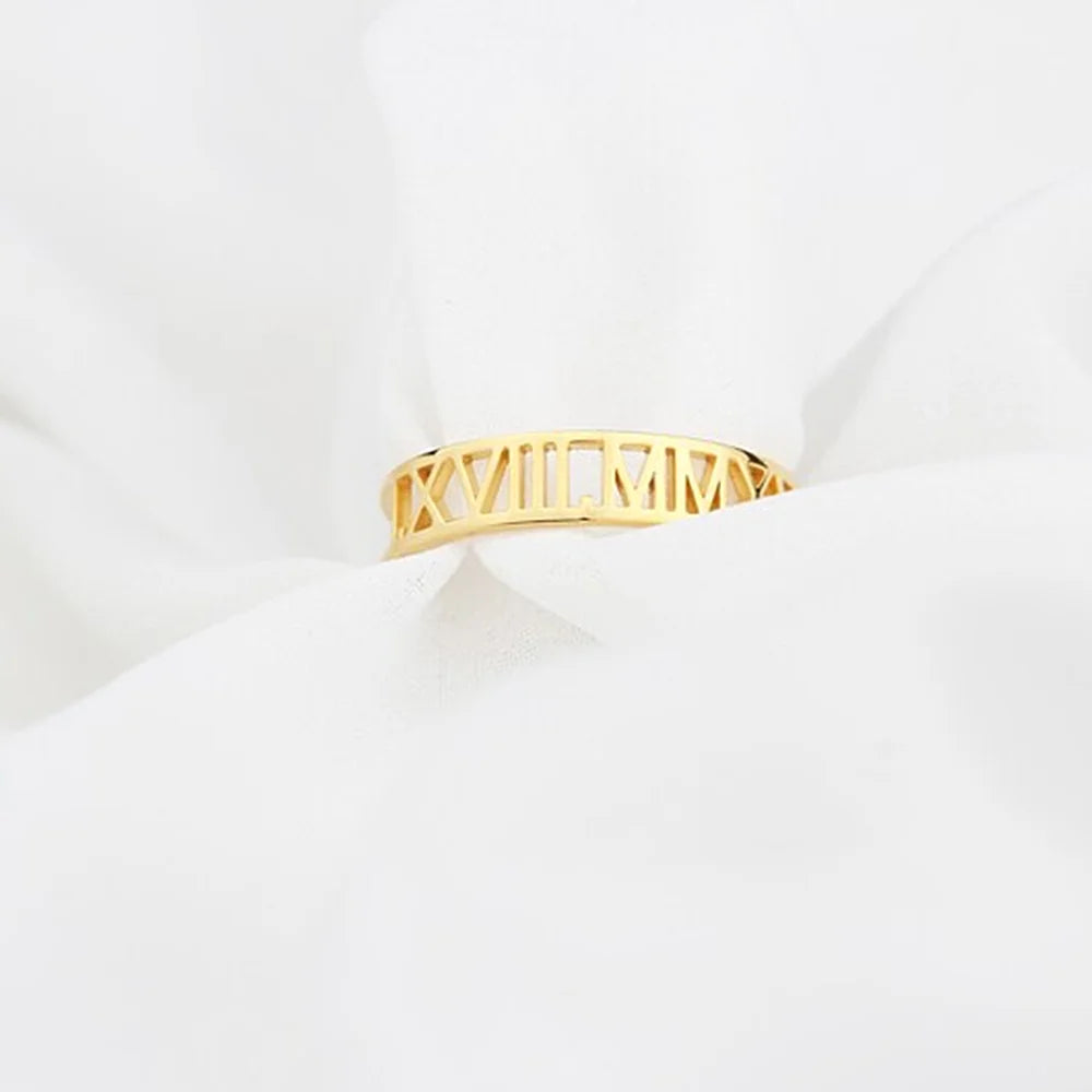 Letter Personalized Engraving Ring Women's Customized Ring Men's Engagement Wedding Stainless Steel Customized Jewelry Gift