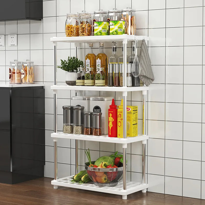 Multi-layer Storage Rack, Square Four-layer Kitchen and Bathroom Snack and Sundries Floor-standing Storage Rack