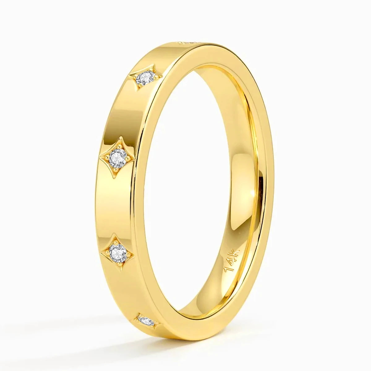 14K Yellow Gold Couple Rings Full Circle Moissanite Diamond Luxury Wedding Band Unisex Ring for Both Men and Women Wedding Bands