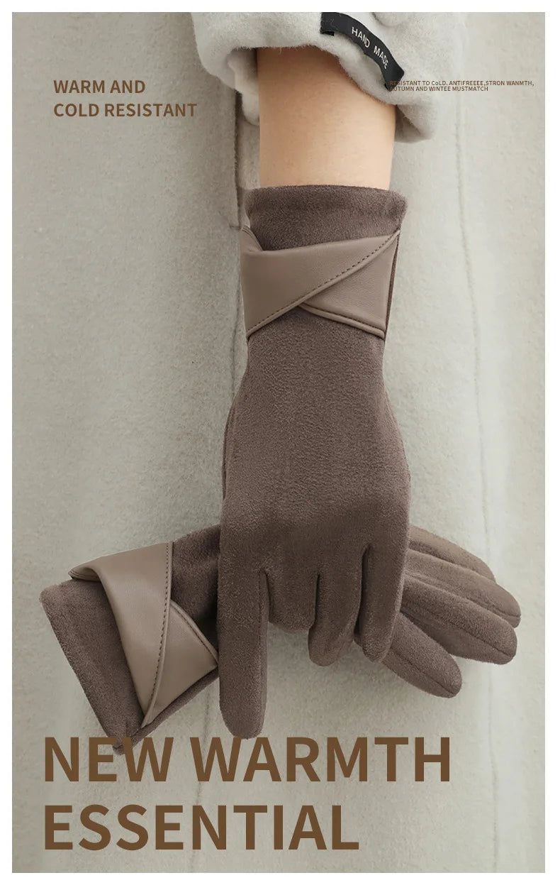Women Winter Keep Warm Touch Screen Gloves Lady Fashion Elegant Retro Cycling Drive Protection From Cold Thicken