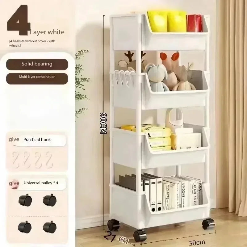 Storage Rack Is Movable and Adjustable Suitable for Kitchen Bathroom Space Saving Storage Rack Home Decoration Storage Products