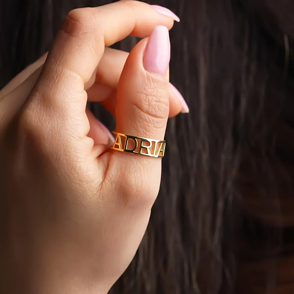 Letter Personalized Engraving Ring Women's Customized Ring Men's Engagement Wedding Stainless Steel Customized Jewelry Gift