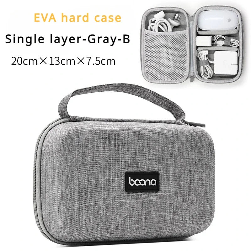 Travel Electronics Accessories Storage Bag Large Capacity Tablet Hard Data Cable Organizer Box Eva Hard Protective Case 