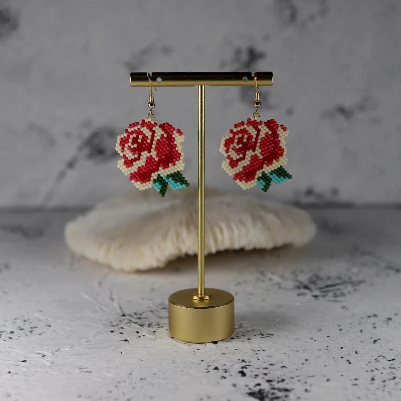 Fairywoo Ethnic Flower Earring For Lady Rose Jewellery Miyuki Bead Free shipping Jewelry Handmade Earrings Friendship Wholesale