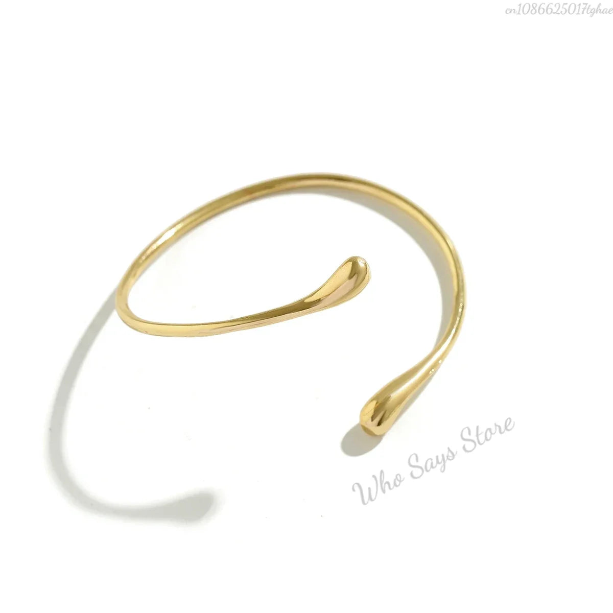 Lacteo Trendy Geometric Twisted Cuff Bracelet On The Upper Arm for Women Water Drop Shape Bangles Adjustable Jewelry Party Girls