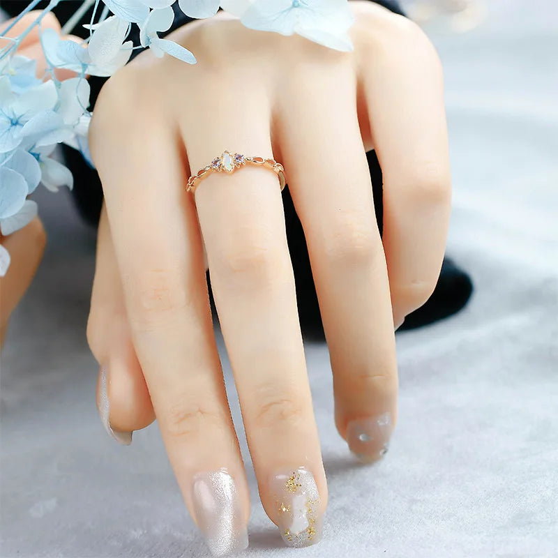 Natural Opal Ring For Women Gemstone 925 Sterling Silver Gold Filled Fine Jewelry