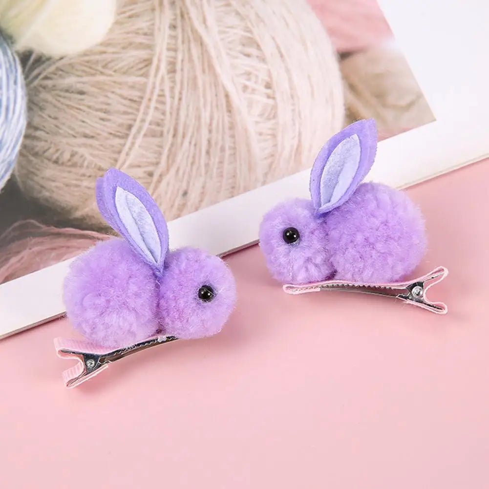2Pcs Cute Bunny Hairpins Kids Plush Bunny Hairpins Headband Korean Children Hair Clips Sweet Girls Hairpins Hair Accessories