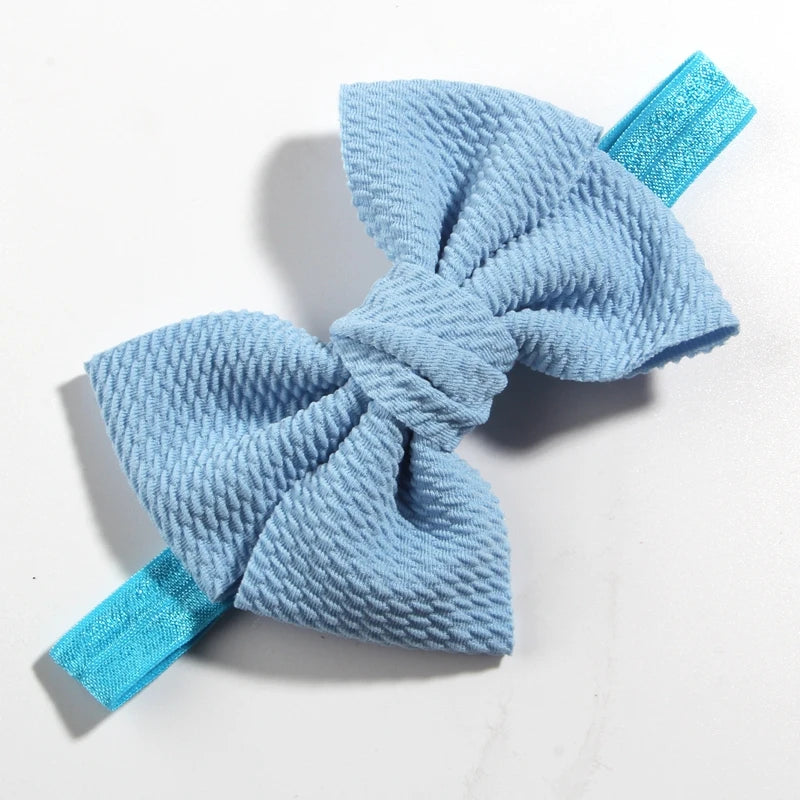 11cm 4.3" Fashion Seersucker Waffle Hair Bows With Headbands For Women Girls Kids Headwear Headband Hair Accessories