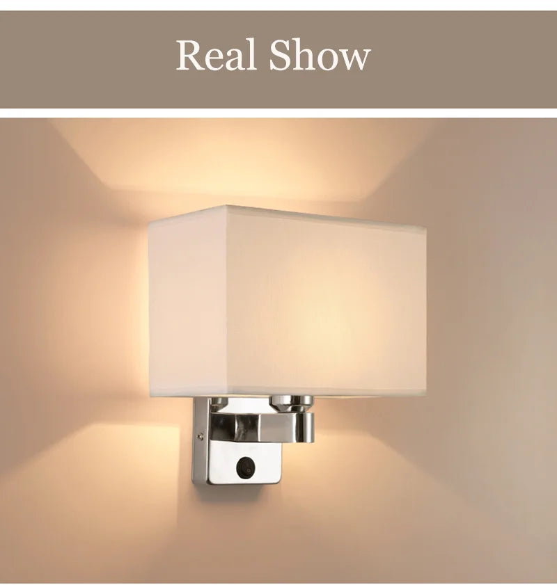 LED Lights Indoor Lighting Fabric Lampshade Wall Lamps for Bedside Bedroom Living Room Hotel Stairs Hotel Home Decoration