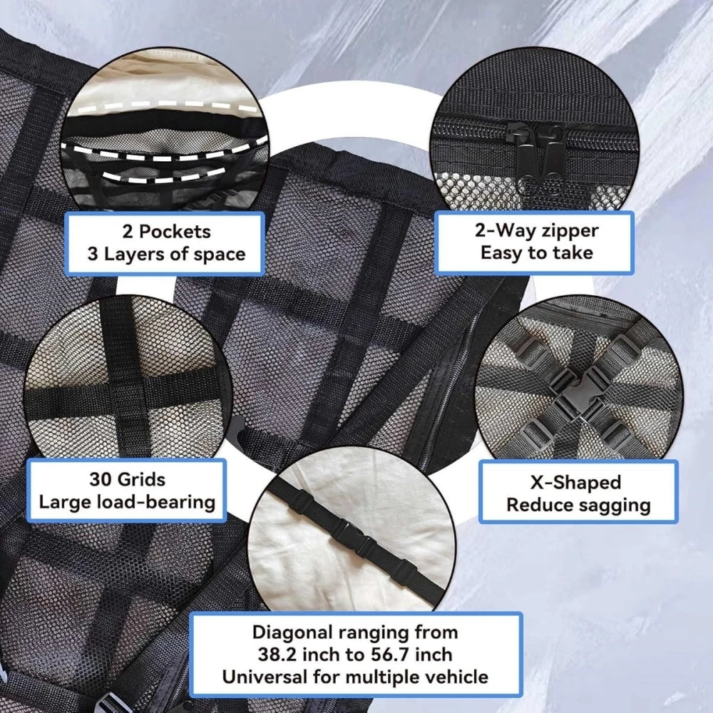 Car Roof✨ Strong Storage Net🎗️Organize your life and your car with this Quality made Car Roof Organizer!