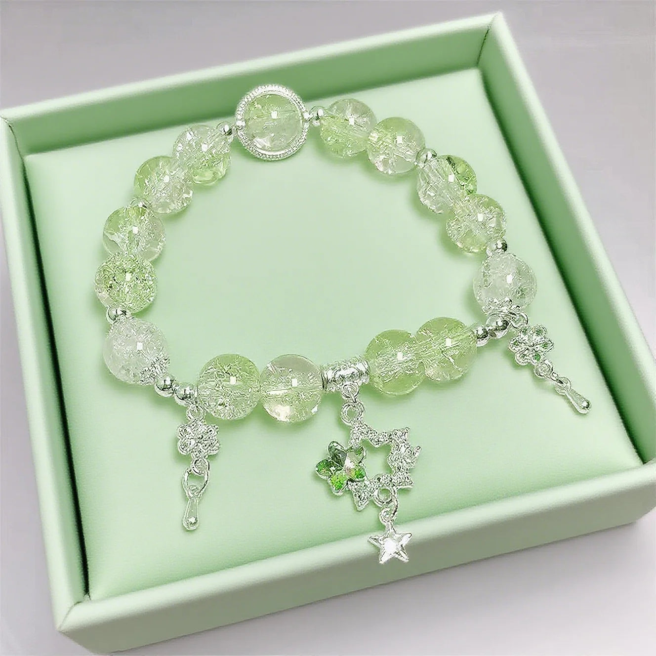1 super fairy-like forest-style five-pointed star imitation crystal beaded stretchy bracelet, available in 3 colors, suitable fo