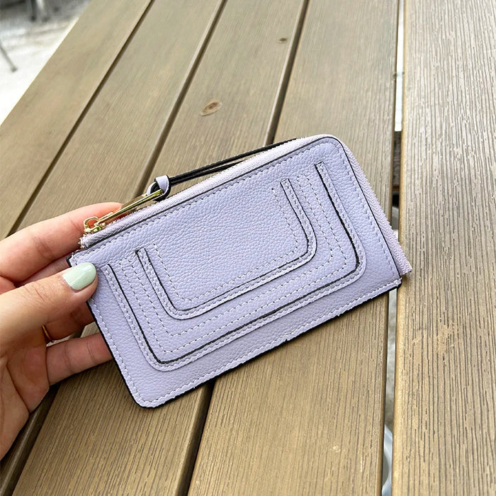 Luxury Genuine Leather Card Wallet Woman Custom Name Brand Card Holder Casual Zipper Lady Engraving Coin Purse Personalized Gift