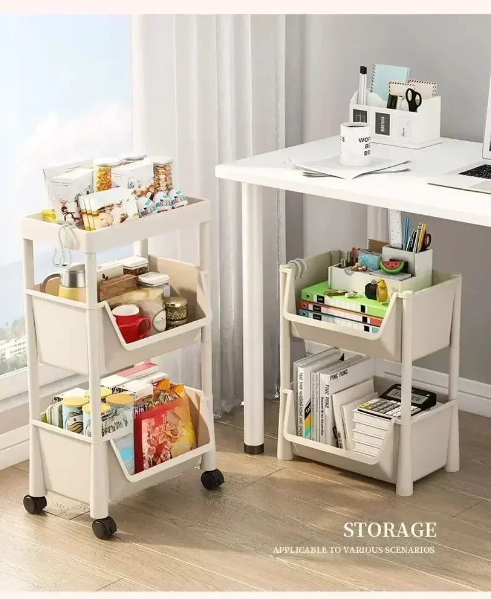Storage Rack Is Movable and Adjustable Suitable for Kitchen Bathroom Space Saving Storage Rack Home Decoration Storage Products