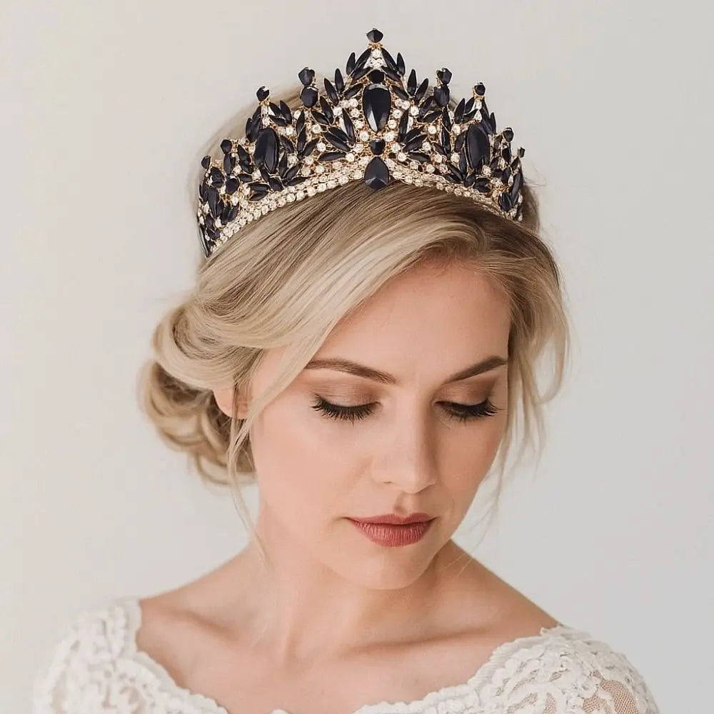 Luxury Baroque Queen Tiaras Elegant Adjustable Alloy Princess Crown European Style Dazzling Bridal Headwear Birthday Party