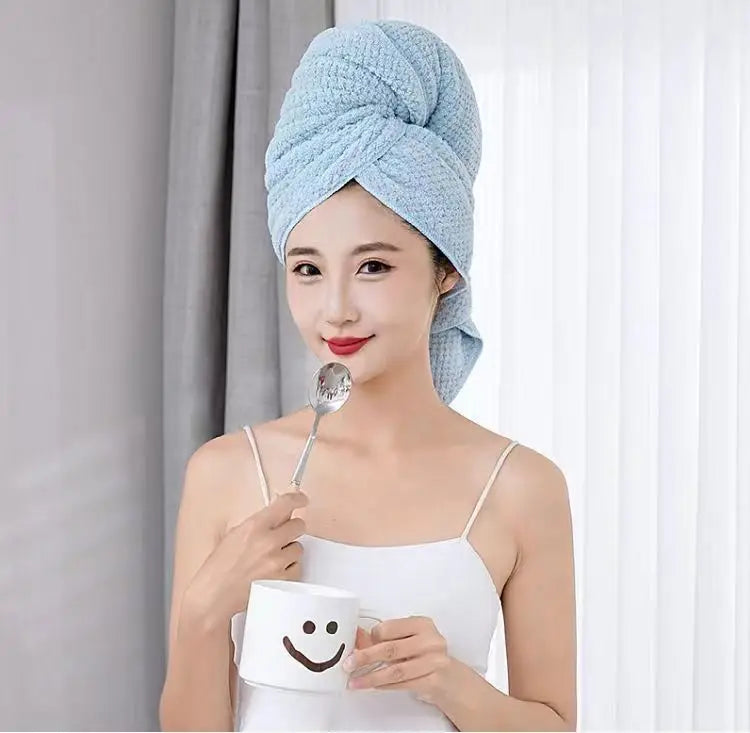 Toalla de microfibra para el cabello, envoltura extragrande de secado rápido con banda elástica, turbante suave Ultra absorbente