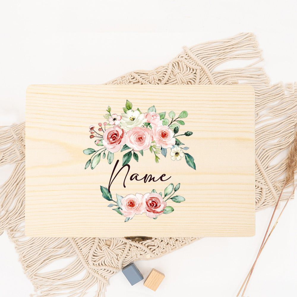 Personalized Memory Box Open Wreath Custom Name Date Wedding Party Bridesmaid Proposal Bridesmaid Proposal Wooden Jewelry