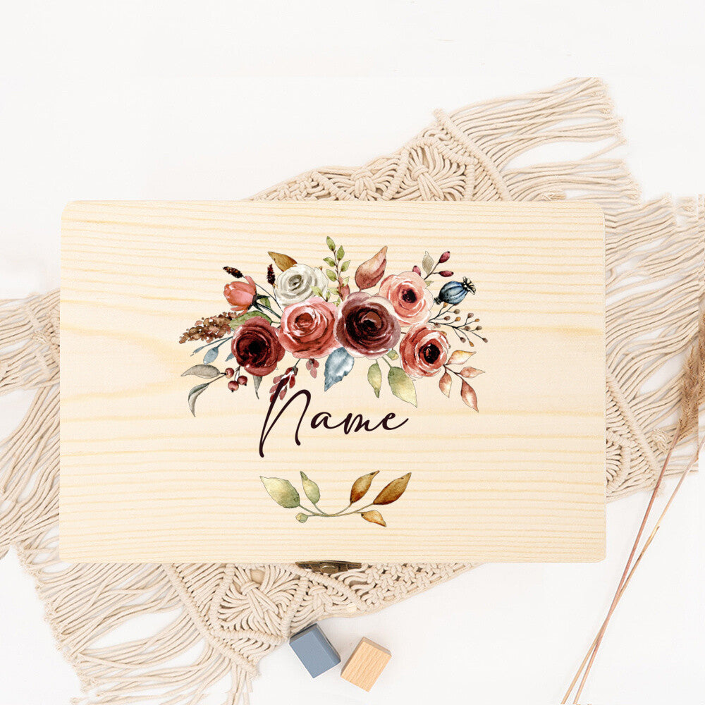 Personalized Memory Box Open Wreath Custom Name Date Wedding Party Bridesmaid Proposal Bridesmaid Proposal Wooden Jewelry