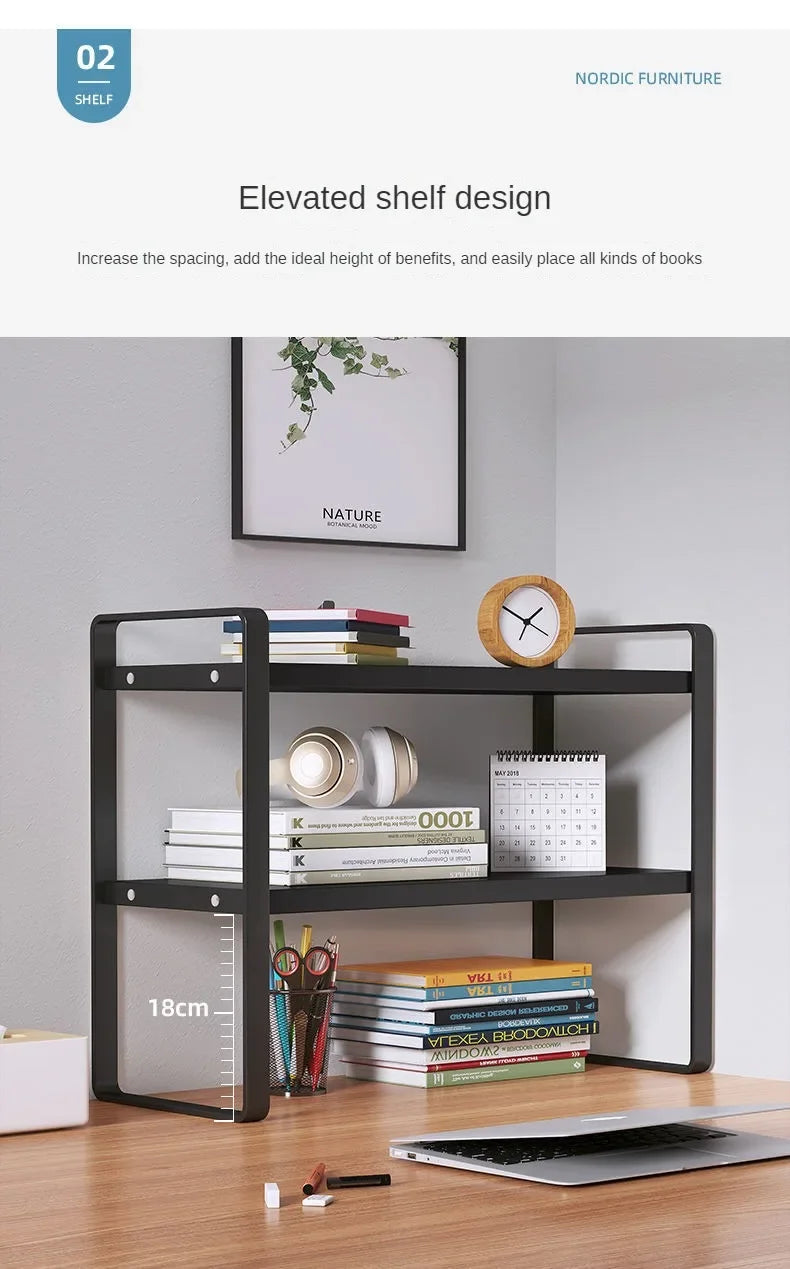 Student Dormitory Desktop Book Storage Rack Layered Sorting of Office Desk Clutter Bedroom Cosmetics Perfume Iron Storage Rack