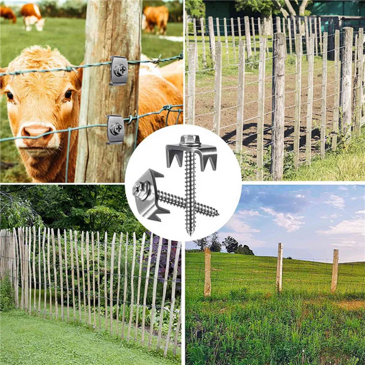 VELIF-Fence Staples,Fence Nails For Softwood, Reusable Wire Fence Staples Screws For Mesh & Woven Fencing, 100Fence Fasteners