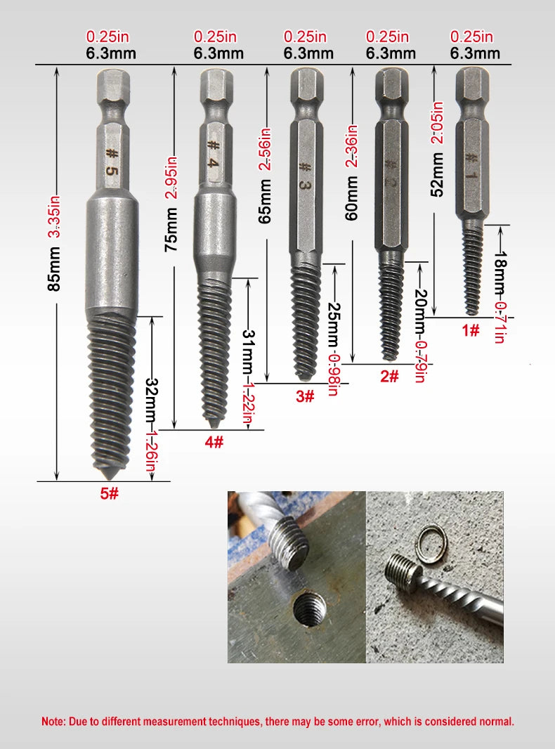 5pc Hex Handle Broken Head Screw Removal Tool 60mm Black Electric Hex Screw Removal Tool Set Cover Manual Screwdriver