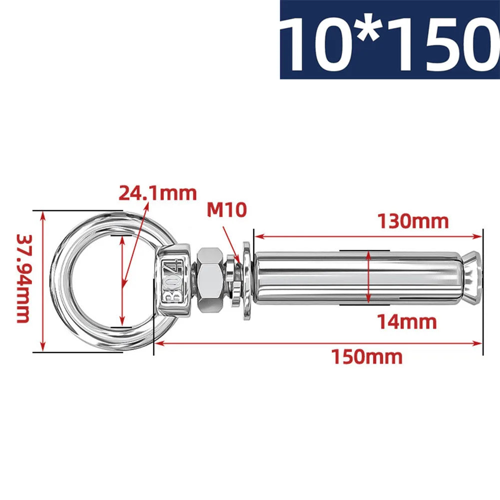 Eye Screws 304 Stainless Steel Construction Sites 100mm 15 Sizes Available Complete Size Range Lengthened Design