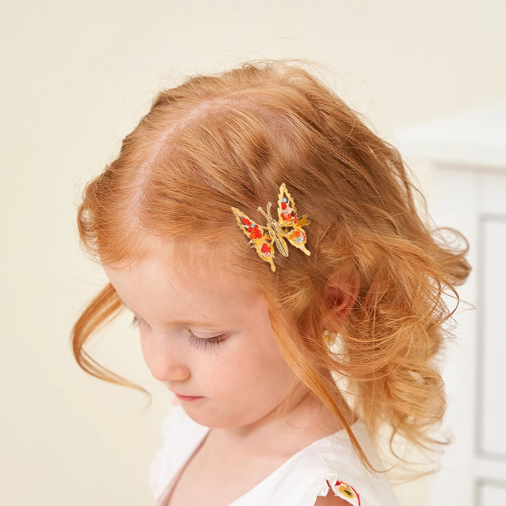 2Pcs/Set Fashion Metal Gold Hollow Butterfly Hairpins For Women Girls Hair Ornament Clip Barrette Headband Hair Accessories