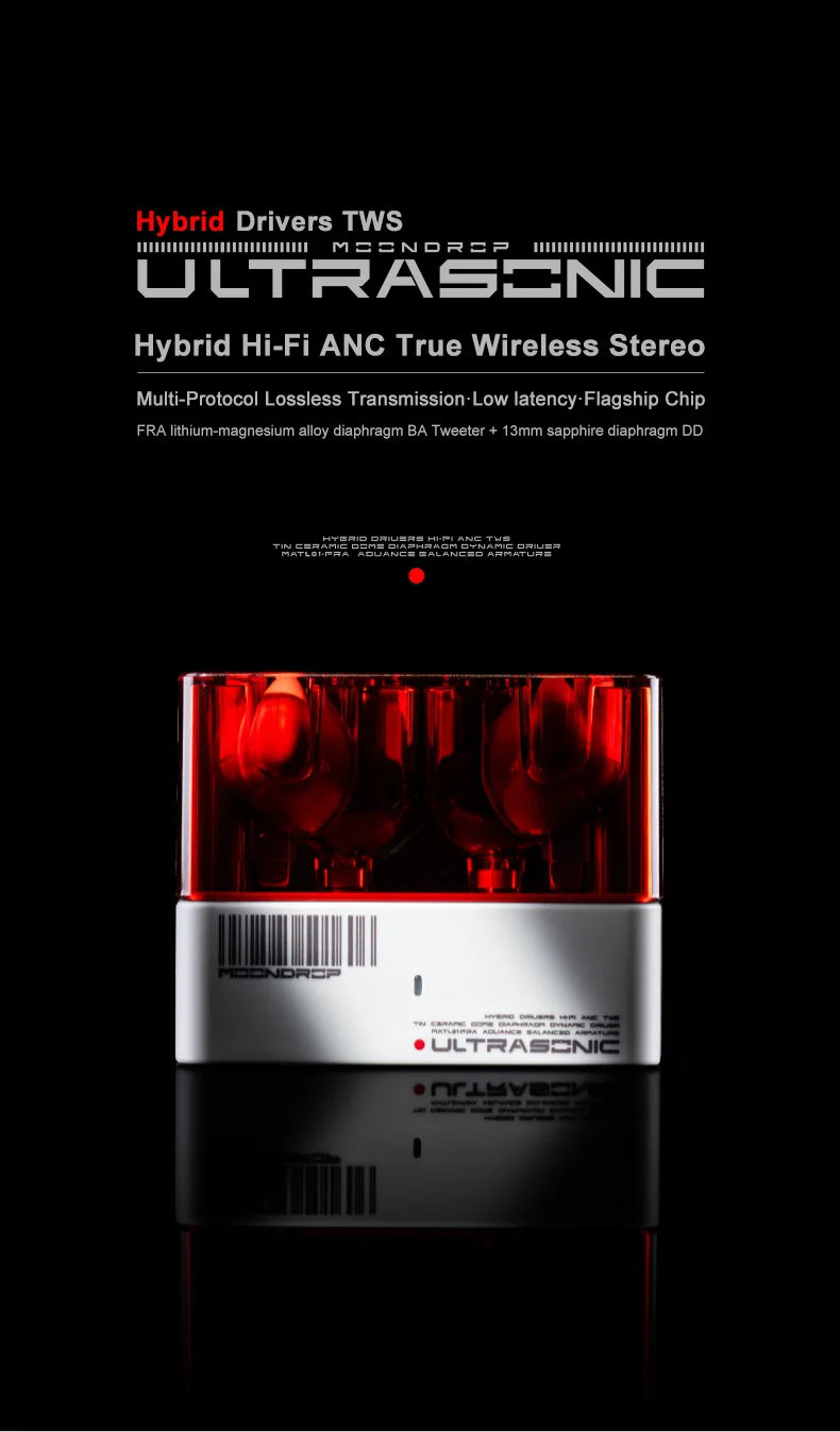 Moondrop UltraSonic Earbuds 1DD 1BA Hybrid Hi-Fi ANC True Wireless LDAC IEMs Earphone 5.3 Bluetooth In-Ear TWS Sports Headset
