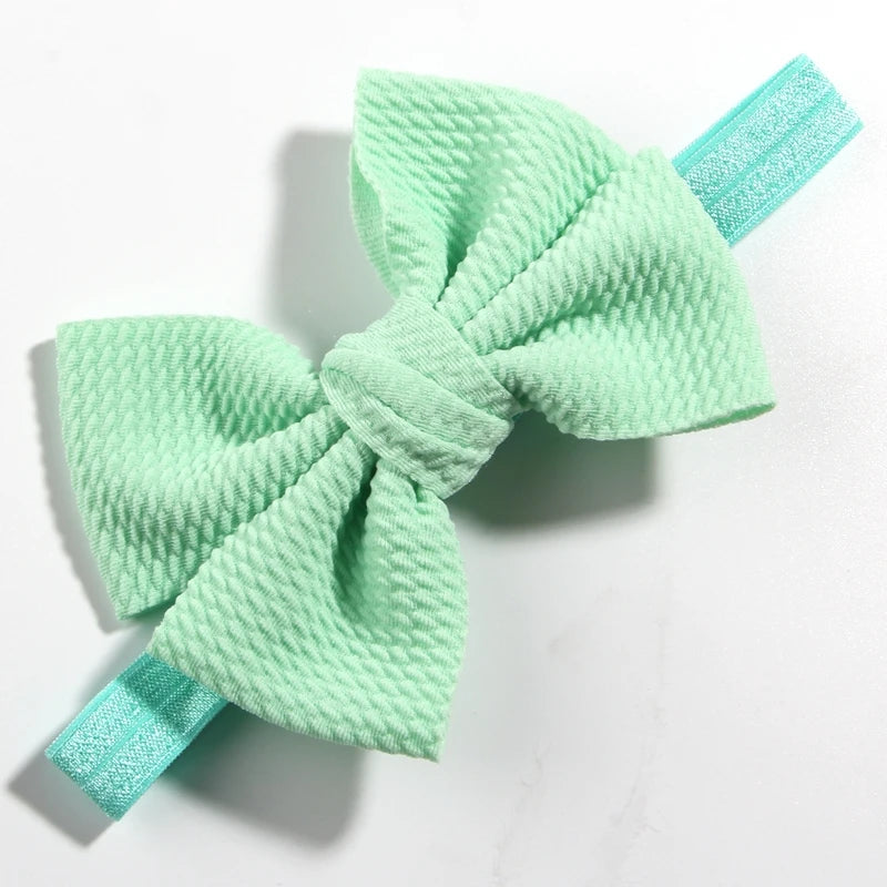 11cm 4.3" Fashion Seersucker Waffle Hair Bows With Headbands For Women Girls Kids Headwear Headband Hair Accessories