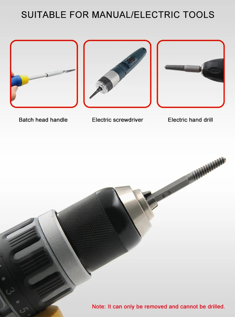 5pc Hex Handle Broken Head Screw Removal Tool 60mm Black Electric Hex Screw Removal Tool Set Cover Manual Screwdriver