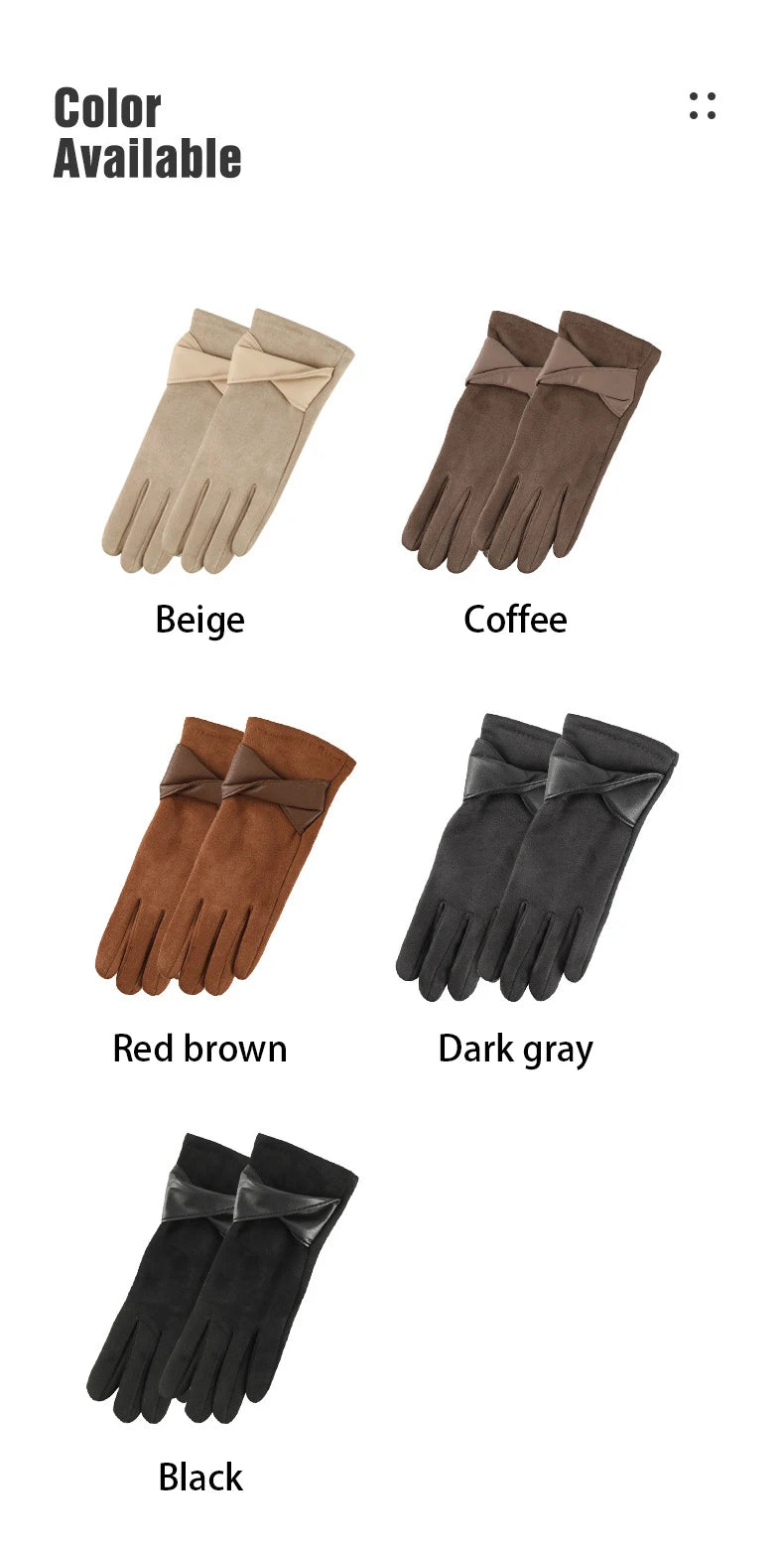 Winter gloves for women suede cold-proof and warm gloves for women plus velvet thickened gloves touch screen gloves