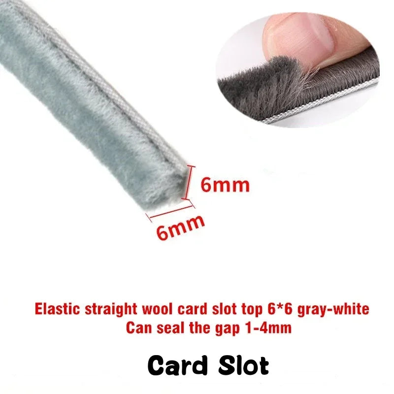 10M Aluminum Sliding Door Window Brush Seal Strip Weatherstrip Draught Excluder Dustproof Card Slot Sealing Tape Door Gasket