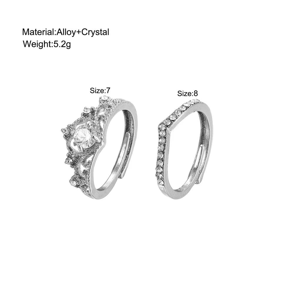 2PCS Fairy Sparkling Crown Rings